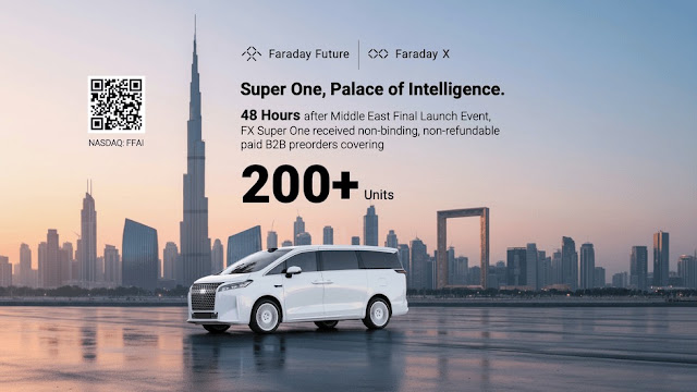 فاراداي فيوتشر تتلقى أكثر من 200 طلب مسبق لطراز FX Super One خلال 48 ساعة من إطلاقه في الشرق الأوسط